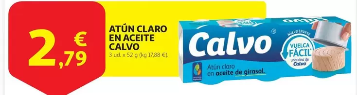 Oferta de Calvo - Atun Claro En Aceite por 2,79€ en Alcampo