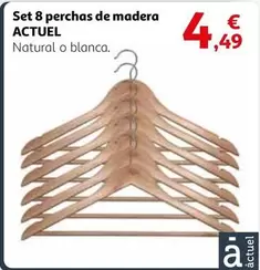 Oferta de Actuel - Set 8 Perchas De Madera por 4,49€ en Alcampo