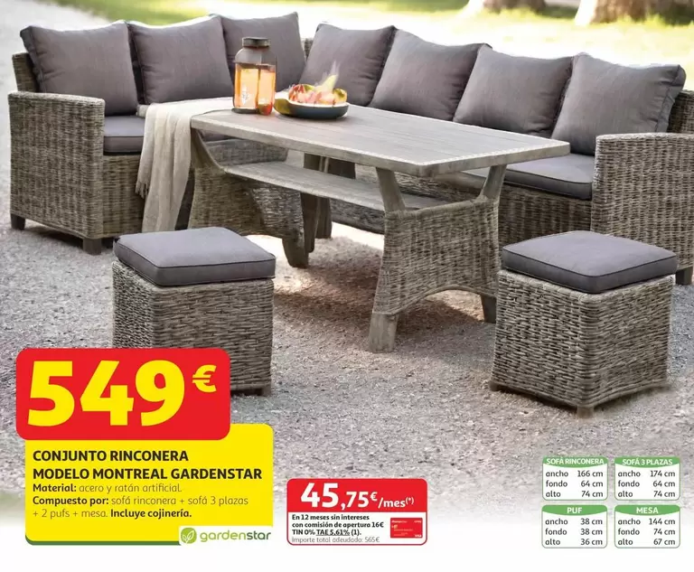 Oferta de Gardenstar - Conjunto Rinconera Modelo Montréal  por 549€ en Alcampo