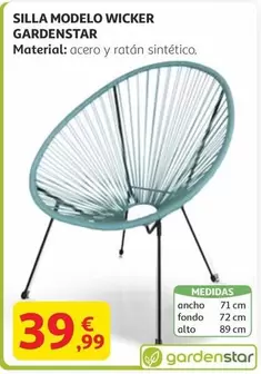 Oferta de Gardenstar - Silla Modelo Wicker por 39,99€ en Alcampo