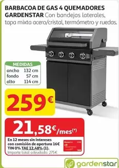 Oferta de Gardenstar - Barbacoa De Gas 4 Quemadores por 259€ en Alcampo