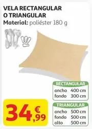 Oferta de Vela Rectangular O Triangular por 34,99€ en Alcampo