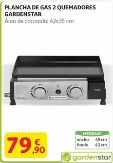 Oferta de Gardenstar - Plancha De Gas 2 Quemadores por 79,9€ en Alcampo