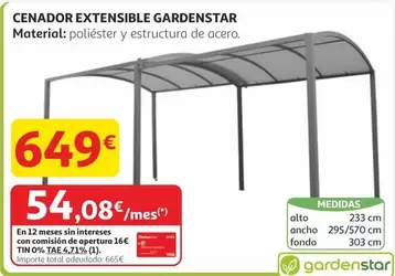 Oferta de Gardenstar - Cenador Extensible por 649€ en Alcampo