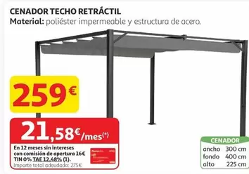 Oferta de Cenador Techo Retráctil por 259€ en Alcampo