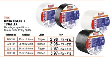 Oferta de Tesa - Cinta Aislantes por 2,98€ en Cofac