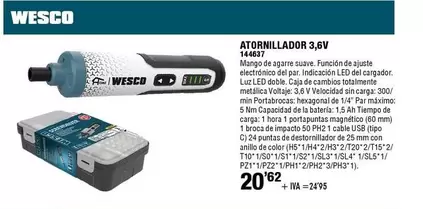 Oferta de Wesco - Atornillador por 20,62€ en ferrOkey