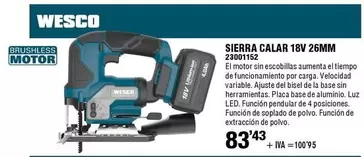 Oferta de Wesco - Sierra Calar 18v 26mm por 83,43€ en ferrOkey