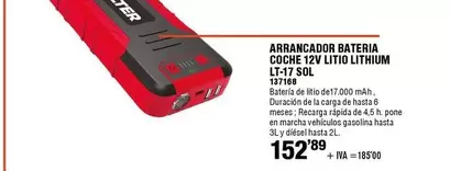 Oferta de Coche 12v Litio Lithium Lt-7 30l por 152,89€ en ferrOkey