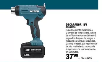 Oferta de Wesco - Decapador 18v por 37,98€ en ferrOkey