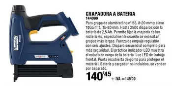 Oferta de Rapid - Grapadora A Bateria por 140,45€ en ferrOkey