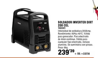 Oferta de Inverter - Soldador  Dirt 200 Cel por 239,99€ en ferrOkey
