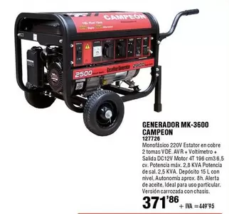 Oferta de Campeón - Generador Mk-3600 por 371,86€ en ferrOkey