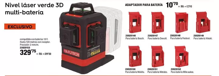 Oferta de Bosch - Nivel Láser Verde 3d Multi-bateria por 329,75€ en ferrOkey