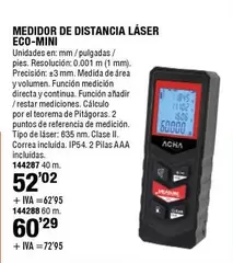 Oferta de Medidor De Distância Laser Eco-Mini por 52,02€ en ferrOkey