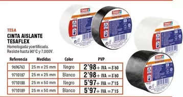 Oferta de Tesa - Cinta Aislantes por 2,98€ en ferrOkey