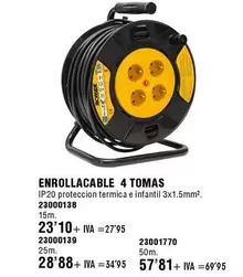 Oferta de Enrollacable 4 Tomas 2300138 por 23,1€ en ferrOkey