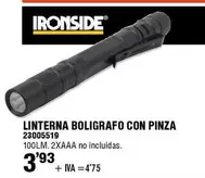 Oferta de Ironside - Linterna Boligrafo Con Pinza por 3,93€ en ferrOkey
