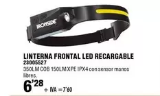 Oferta de Ironside - Linterna Frontal Led Recargable por 6,28€ en ferrOkey