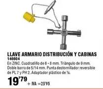 Oferta de Llave Armario Distribución Y Cabinas por 19,79€ en ferrOkey