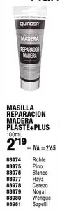 Oferta de Blanco - Masilla Reparacion Madera Plast+plus por 2,19€ en ferrOkey