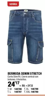 Oferta de Velilla - Bermuda Denim Stretch por 24,17€ en ferrOkey