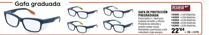 Oferta de Pegaso - Gafas De Protección Pregraduada por 22,64€ en ferrOkey