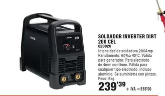 Oferta de Inverter - Soldador  Dirt 200 Cel por 239,39€ en YMÁS