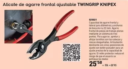 Oferta de Knipex - Alicate De Agarre Frontal Ajustable Knipex por 25,58€ en YMÁS