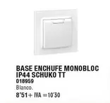 Oferta de Blanco - Base Enchufe Monobloc Ip44 Schuko Tt en YMÁS