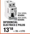 Oferta de Diferencial Electrico 2 Polos por 13,18€ en YMÁS