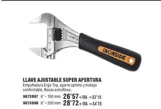 Oferta de Ironside - Llave Ajjustable Super Apertura por 26,57€ en YMÁS