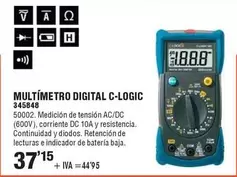 Oferta de Multimetro Digital C-logic por 37,15€ en YMÁS