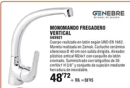 Oferta de Genebre - Monomando Fregadero Vertical por 48,72€ en YMÁS