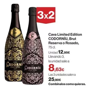 Oferta de Codorniu - Cava Limited Edition Reserva O Rosado por 12,95€ en Hipercor