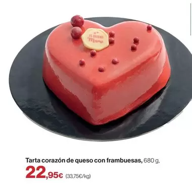 Oferta de Tarta Corazón De Queso Con Frambuesas por 22,95€ en El Corte Inglés