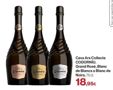 Oferta de Codorniu - Cava Ars Collecta Grand Rosé, Blanc De Blancs O Blanc De Noirs por 18,95€ en El Corte Inglés