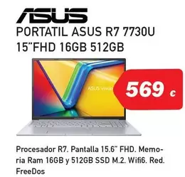 Oferta de Asus - Portatil R7 7730U 15" FHD 16GB 512GB por 569€ en Microsshop