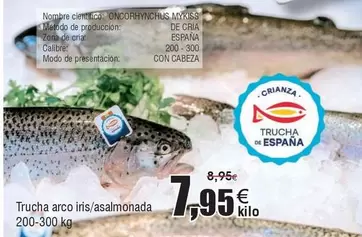 Oferta de Trucha Arco Iris/Asalmonada por 7,95€ en Froiz