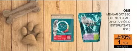Oferta de Purina - Menjar Gat Sec One Sens, Gall Dindi-Arros O Esterilitzats por 5,79€ en Plusfresc