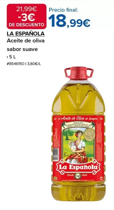 Oferta de La Española - Aceite De Oliva Sabor Suave por 18,99€ en Costco