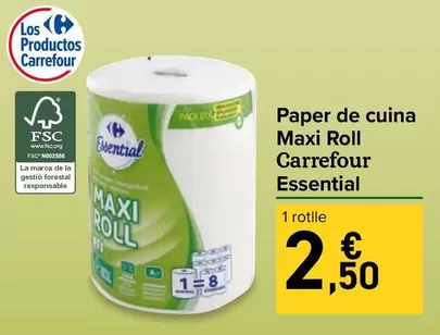 Oferta de Carrefour - Paper De Cuina Maxi Roll Essential por 2,5€ en Carrefour Express