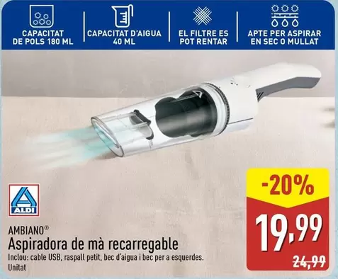Oferta de Ambiano - Aspiradora De Mà Recarregable por 19,99€ en ALDI