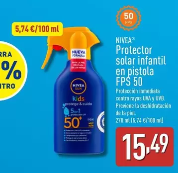 Oferta de Nivea - Protector Solar Infantil En Pistola FPS 50 por 15,49€ en ALDI
