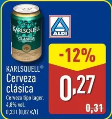 Oferta de Karlsquell - Cerveza Clásica  por 0,27€ en ALDI
