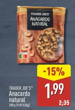 Oferta de Trader joe´s - Anacardo Natural por 1,99€ en ALDI