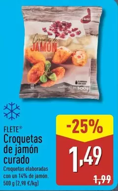 Oferta de Flete - Croquetas De Jamón Curado por 1,49€ en ALDI