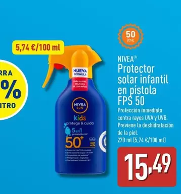 Oferta de Nivea - Protector Solar Infantil En Pistola FPS 50 por 15,49€ en ALDI