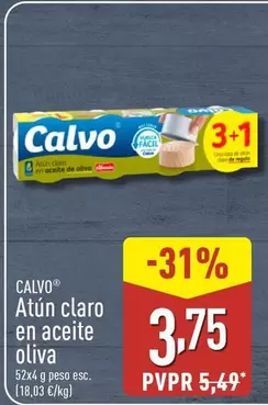 Oferta de Calvo - Atun Claro En Aceite Oliva por 3,75€ en ALDI