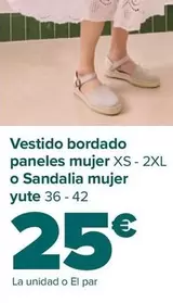 Oferta de TEX - Vestido Bordado  Paneles Mujer Xs - 2xl  O Sandalia Mujer  Yute 36 - 42 por 7,99€ en Carrefour